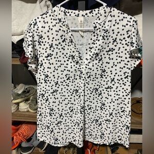 Elegant Black and White Polka Dot Blouse